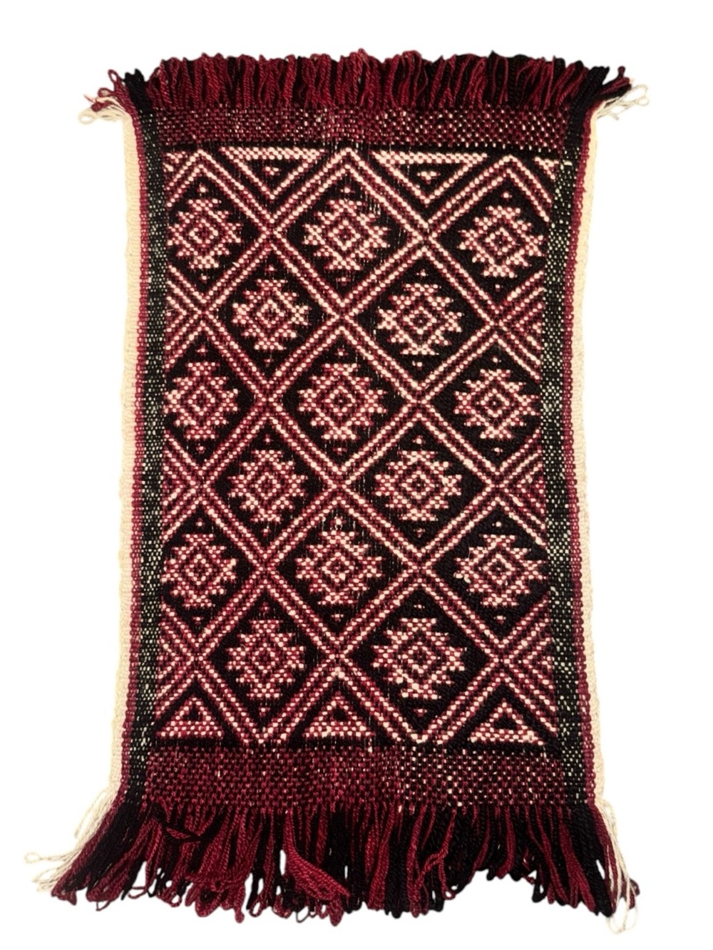 Vintage Handwoven Geometric Tribal Textile Boho Rug Southwestern 40”x 23”